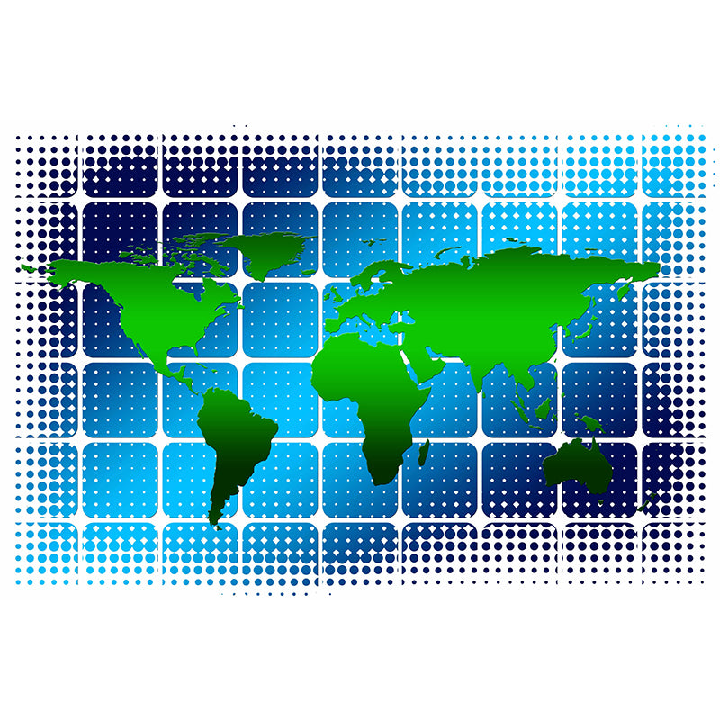 World Map Wall Mural Wallpaper Eco-friendly Wall Mural in Blue