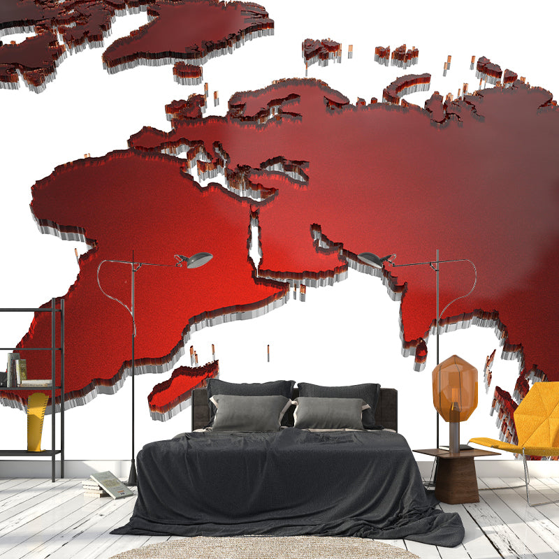 Contemporary World Map Wall Mural Wallpaper Eco-friendly Wall Mural in Bright Color