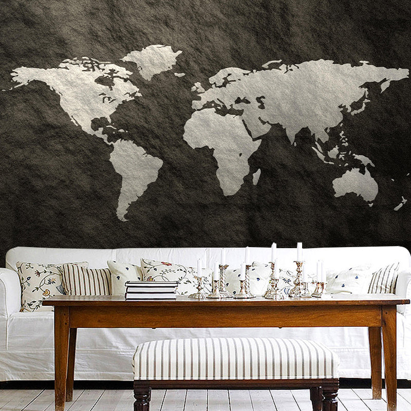 Contemporary World Map Wall Mural Wallpaper Eco-friendly Wall Mural in Bright Color
