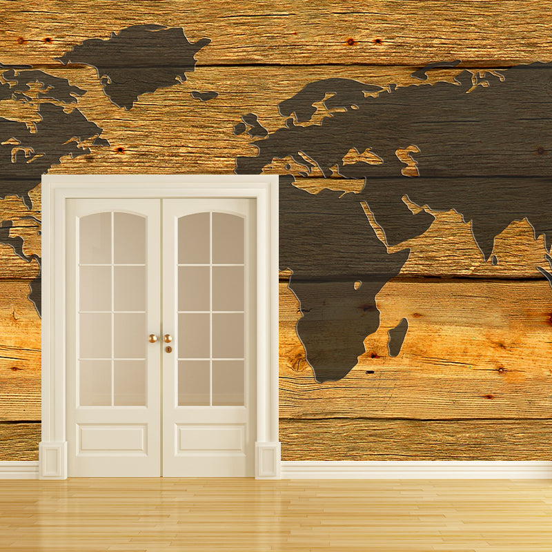 Contemporary World Map Wall Mural Wallpaper Eco-friendly Wall Mural in Bright Color