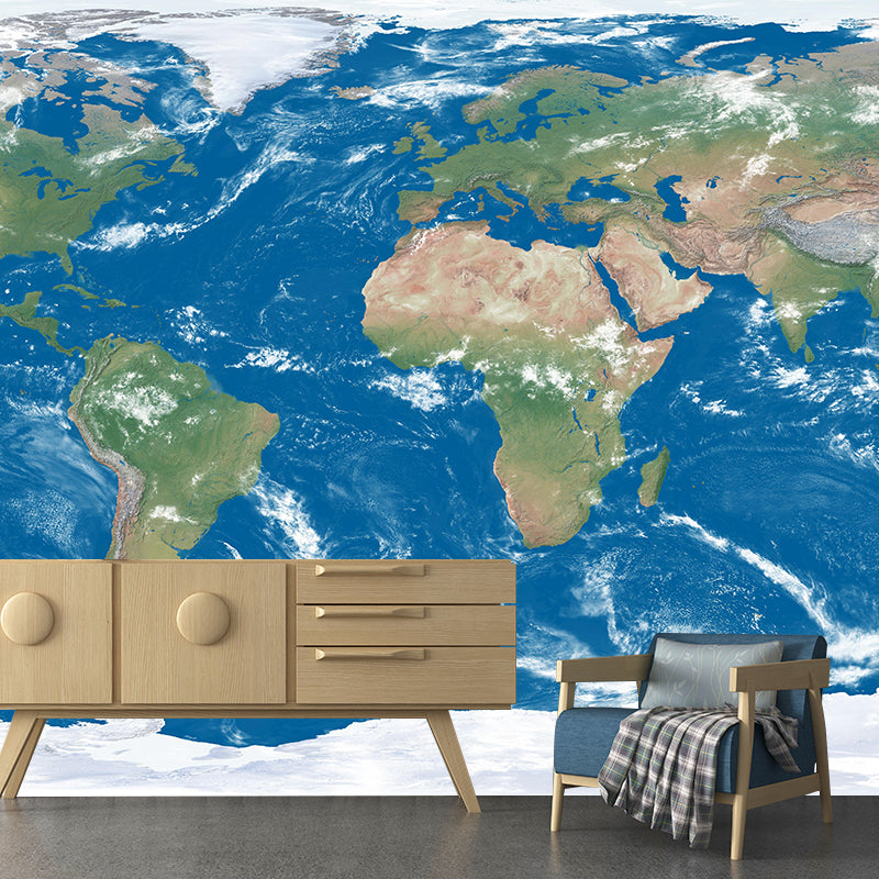 World Map Wall Mural Illustration Decorative Living Room Wall Art for Decoration