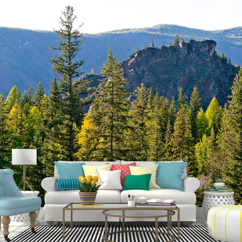 Contemporary Forest Wall Mural Wallpaper Eco-friendly Wall Mural in Bright Color