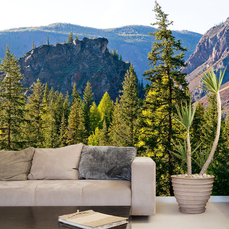 Contemporary Forest Wall Mural Wallpaper Eco-friendly Wall Mural in Bright Color