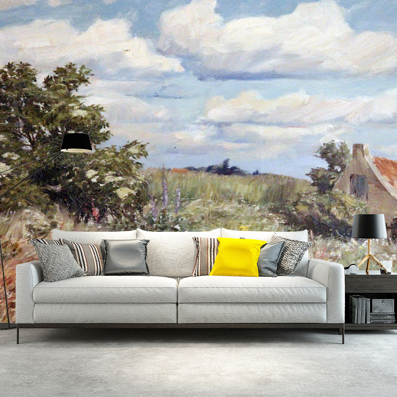 Landscape Illustration Wall Mural Classic Decorative Wall Mural for Bedroom