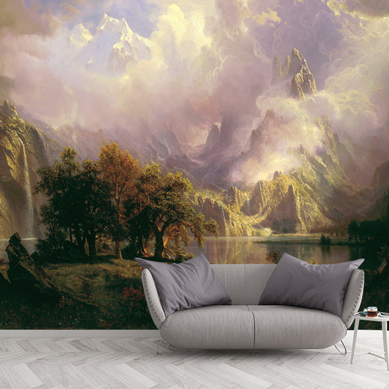 Landscape Illustration Wall Mural Classic Decorative Wall Mural for Bedroom