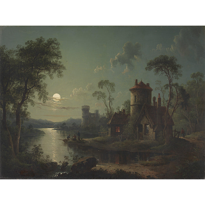 Landscape Illustration Wall Mural Classic Decorative Wall Mural for Bedroom