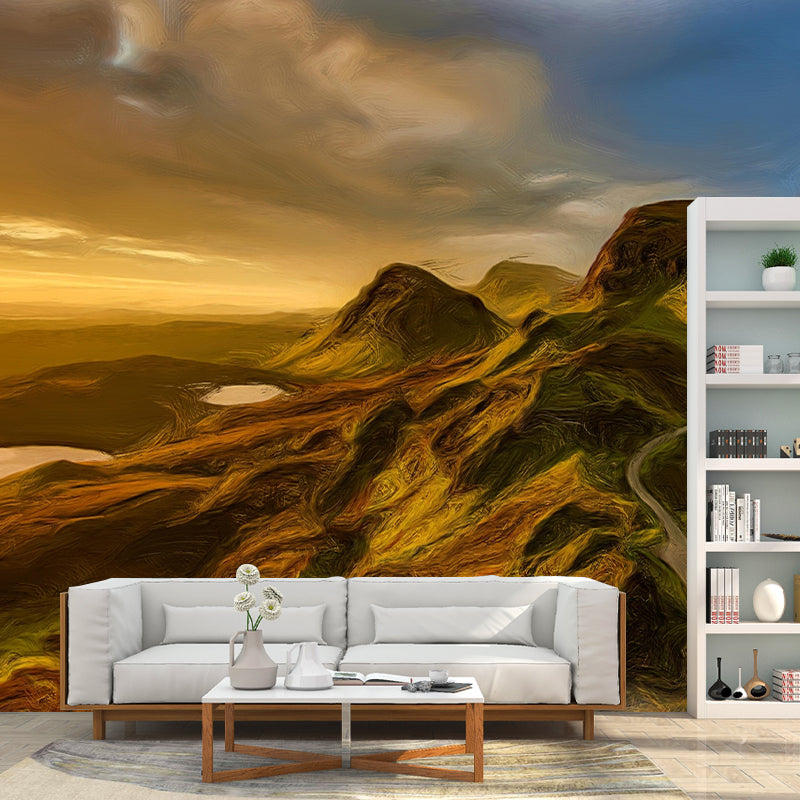 Landscape Illustration Wall Mural Classic Decorative Wall Mural for Bedroom