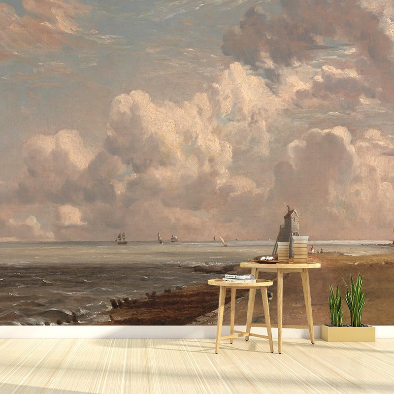 Natural Landscape Illustration Wall Mural Classic Decorative Wall Mural for Bedroom