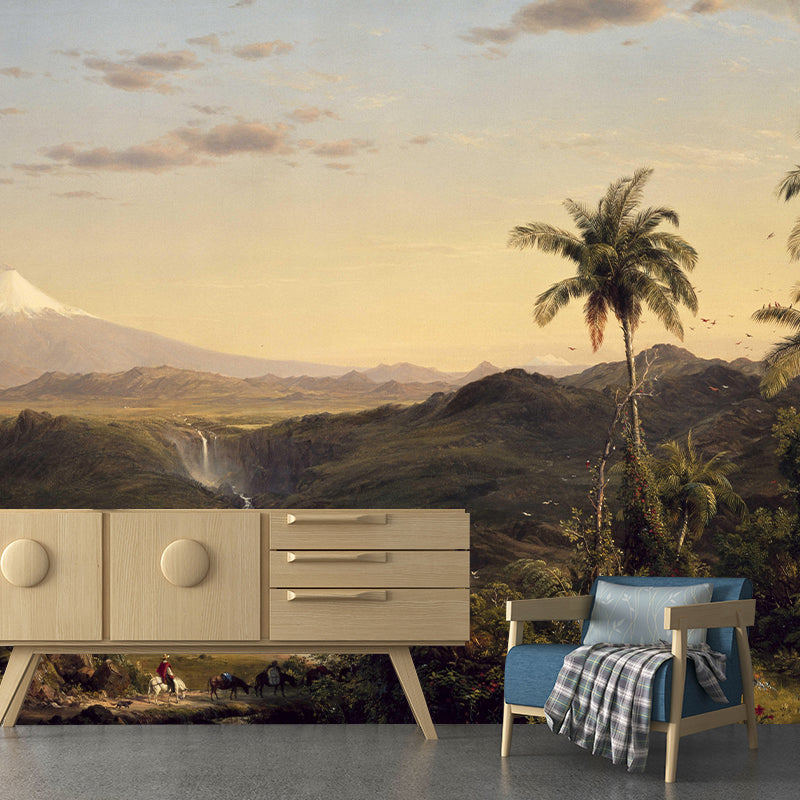 Natural Landscape Illustration Wall Mural Classic Decorative Wall Mural for Bedroom
