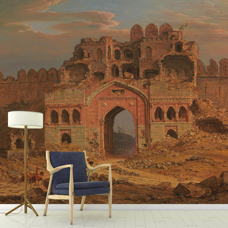 Natural Landscape Illustration Wall Mural Classic Decorative Wall Mural for Bedroom