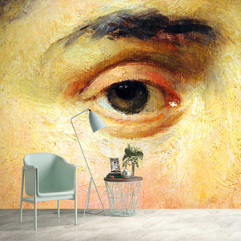 Portrait Illustration Wall Mural Novelty Style Living Room Wall Mural in Bright Color