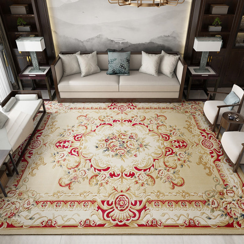 Traditional Scroll Pattern Carpet Polypropylene Rug Stain Resistant Area Rug for Living Room