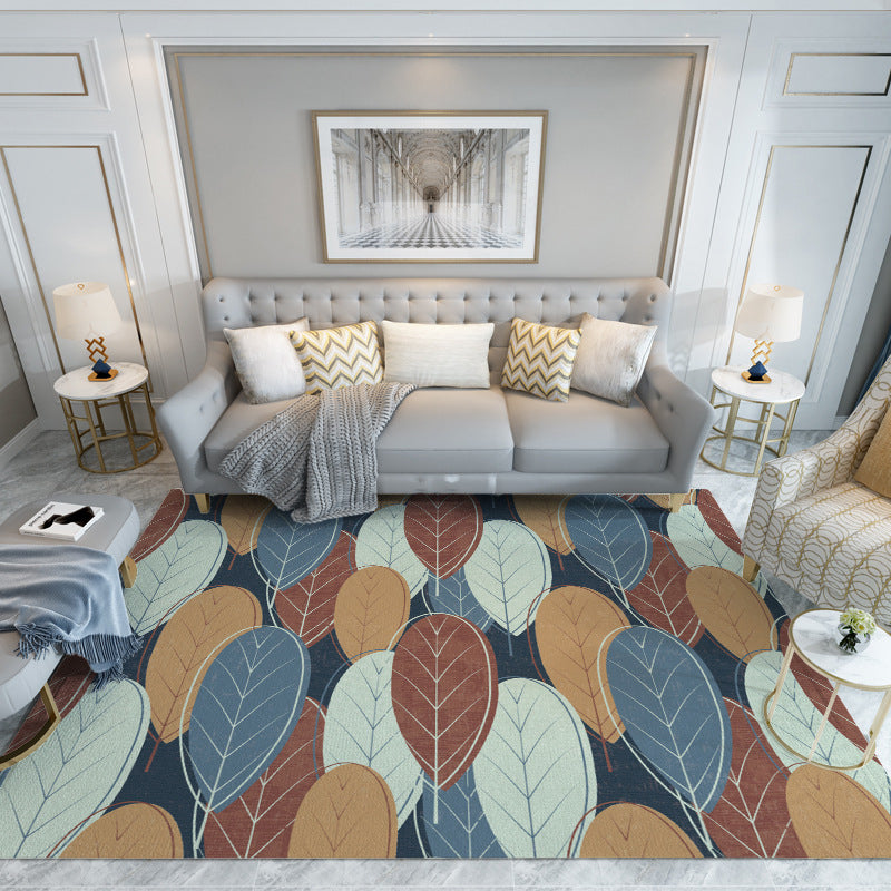Blauw modern tapijt polyester grafisch tapijt niet-slip achterste tapijt voor salon