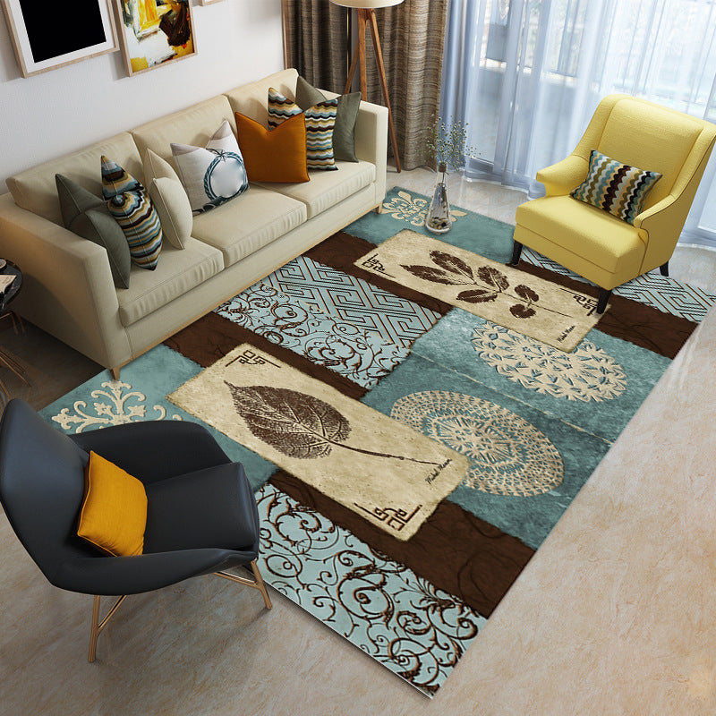 Blauw modern tapijt polyester grafisch tapijt niet-slip achterste tapijt voor salon