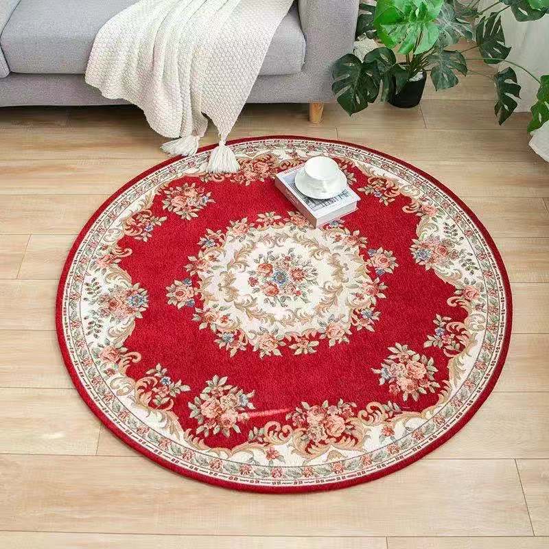 Green Traditional Rug Polyester Flowers Indoor Rug Washable Rug for Living Room