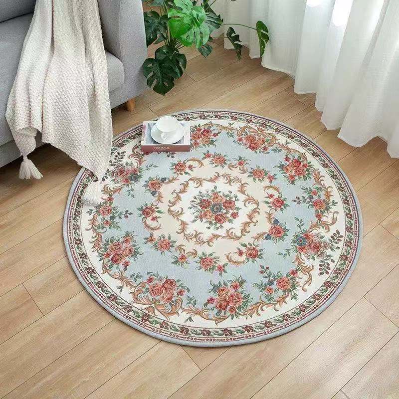 Green Traditional Rug Polyester Flowers Indoor Rug Washable Rug for Living Room