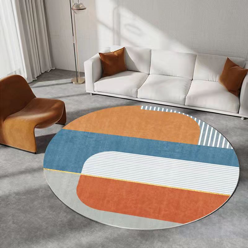 Roze modern tapijt polyester cirkel binnen tapijt wasbaar tapijt voor woonkamer