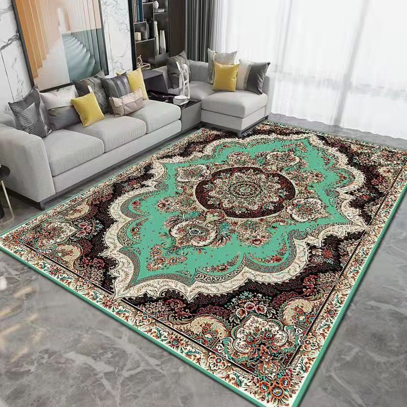 Blue Traditional Carpet Polyester Graphic Carpet Washable Carpet for Home Decoration