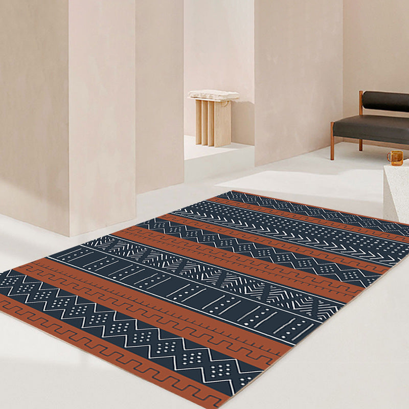 Moroccan Area Rug Retro Polyester Carpet Washable Area Carpet with Non-Slip Backing