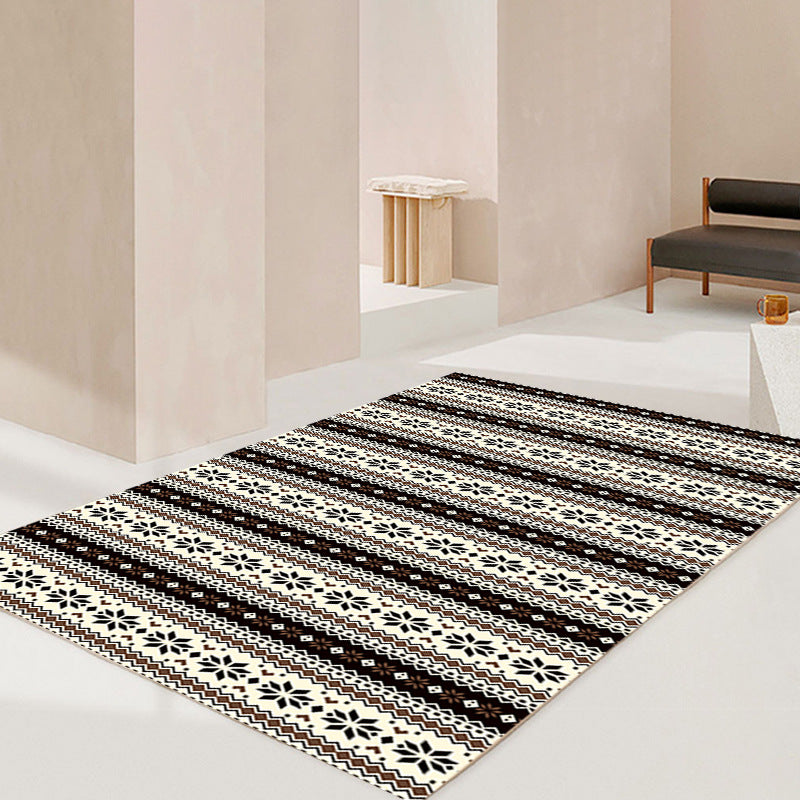 Moroccan Area Rug Retro Polyester Carpet Washable Area Carpet with Non-Slip Backing