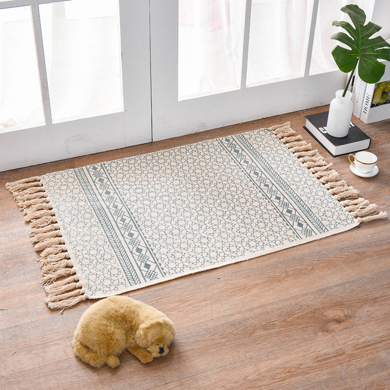 Tappeto vintage stampato americano beige in cotone miscela tappeto marginale tappeto per arredamento per la casa