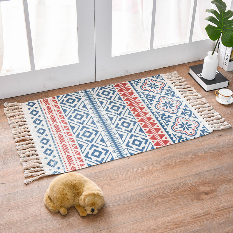 Vintage americana print tapijt beige katoenen blend tapijt randruimte vloerkleed voor woningdecoratie