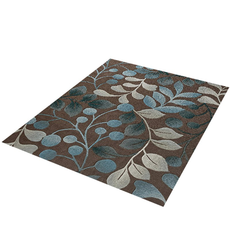 Blauw modern tapijten polyester bladeren indoor tapijt niet-slip achterste tapijt voor woonkamer