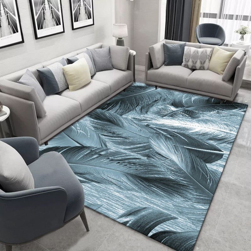 Blauw modern tapijten polyester bladeren indoor tapijt niet-slip achterste tapijt voor woonkamer