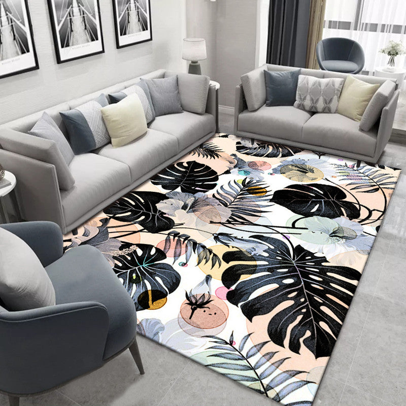 Blauw modern tapijten polyester bladeren indoor tapijt niet-slip achterste tapijt voor woonkamer