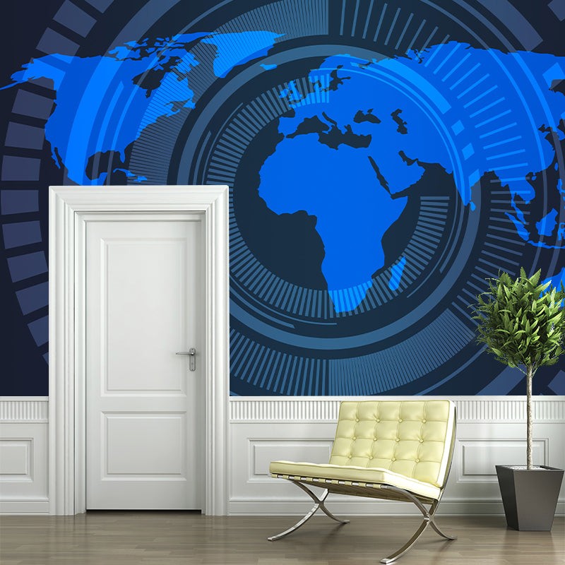 World Map Mural Illustration Decorative Living Room Wall Art for Decoration
