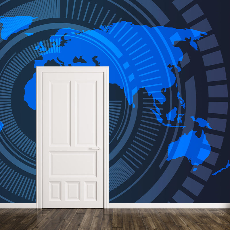 World Map Mural Illustration Decorative Living Room Wall Art for Decoration