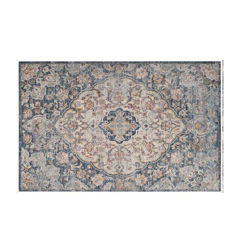 Moroccan Medallion Printed Rug Polyester Area Rug Non-Slip Backing Carpet for Home Decoration