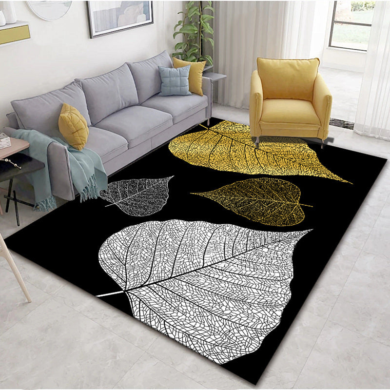 Goud modern tapijt polyester bladeren tapijt tapijt niet-slip achterste tapijt voor woningdecoratie