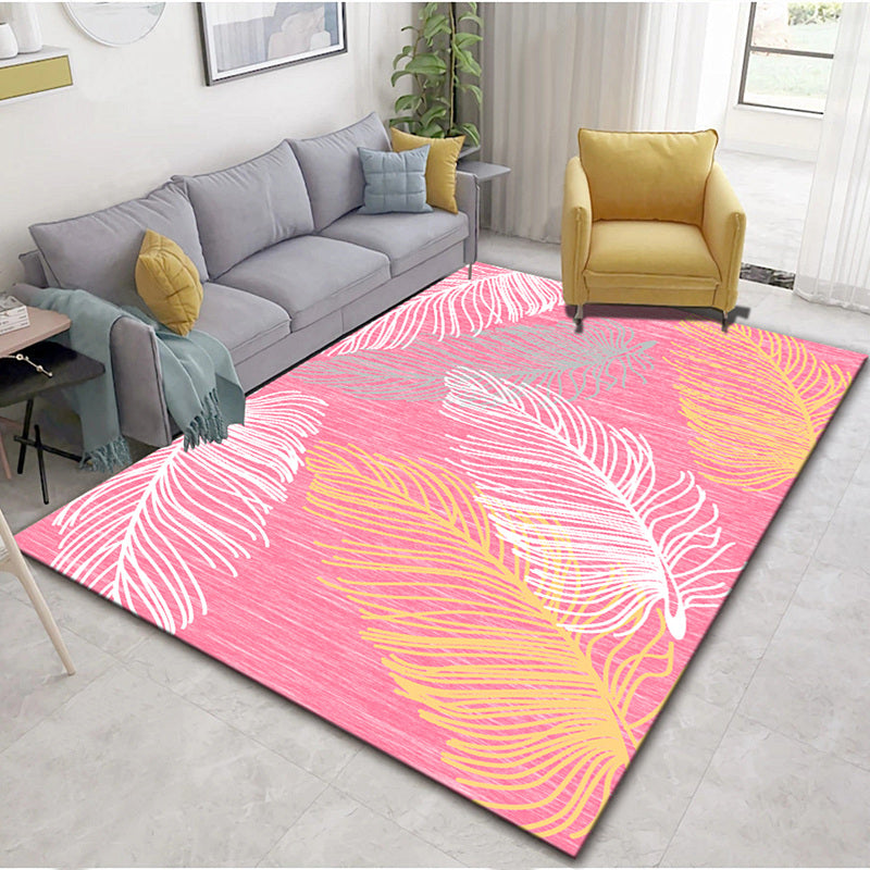 Gold Modern Carpet Polyester Leaves Carpet Non-Slip Backing Carpet for Home Decor