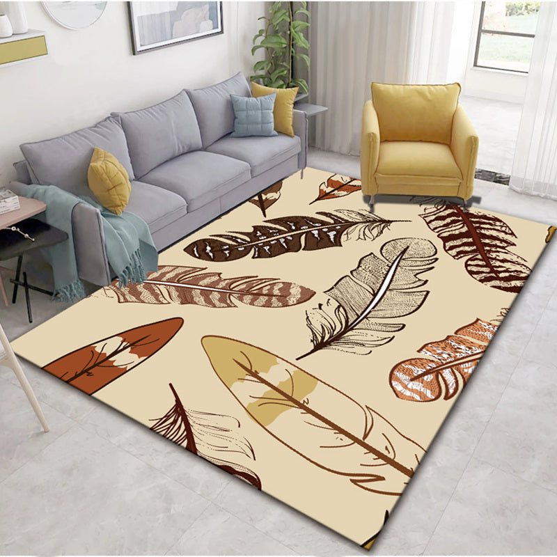 Gold Modern Carpet Polyester Leaves Carpet Non-Slip Backing Carpet for Home Decor