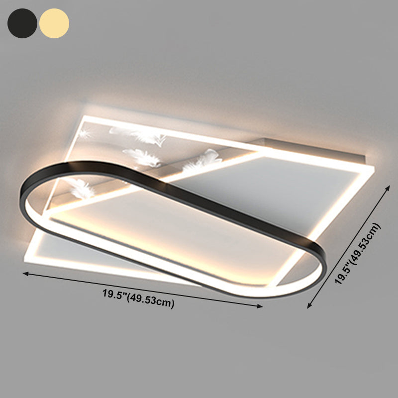Lámpara de techo de plumas con forma geométrica, hierro moderno, 1 luz, montaje empotrado para sala de estar