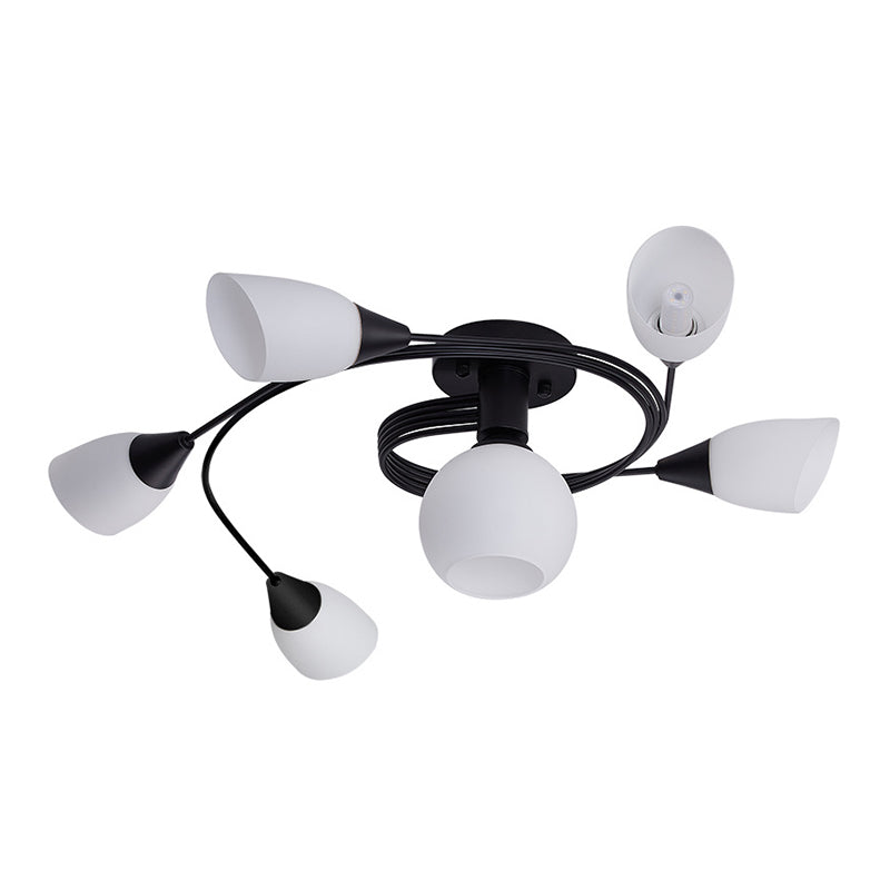 Bell Shape Ceiling Lamp Modern Iron Flush Mount with Glass Lampshade for Bedroom