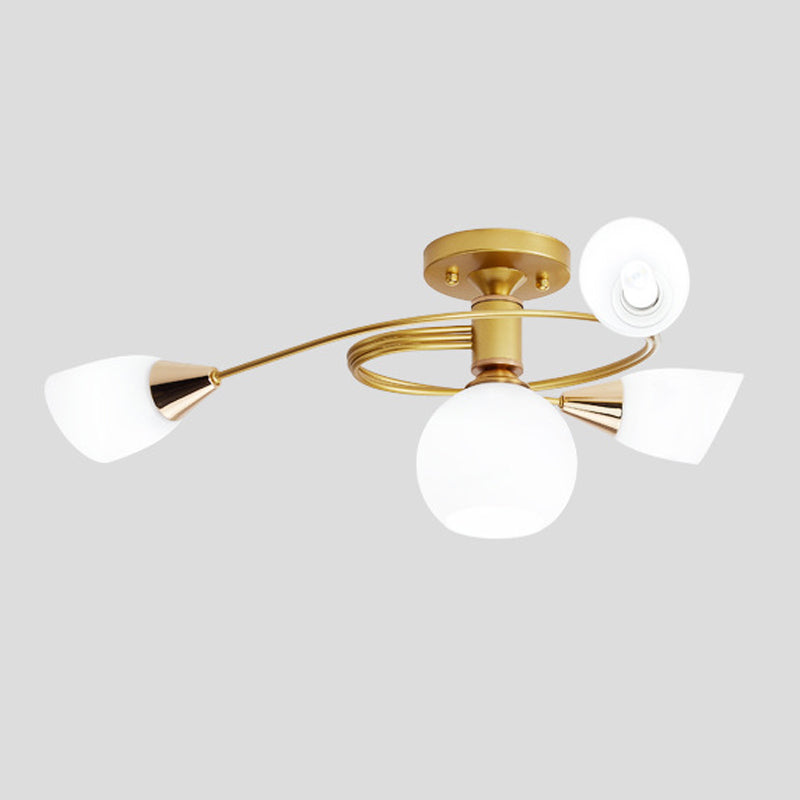 Bell Shape Ceiling Lamp Modern Iron Flush Mount with Glass Lampshade for Bedroom