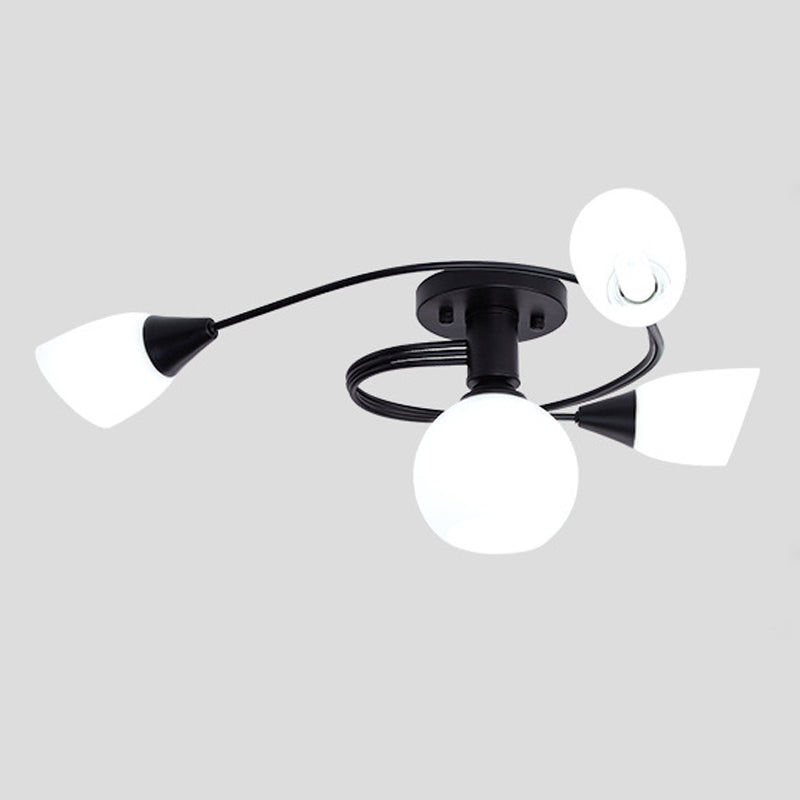 Bell Shape Ceiling Lamp Modern Iron Flush Mount with Glass Lampshade for Bedroom