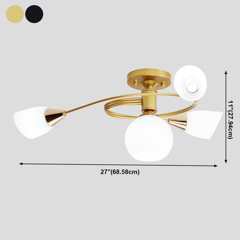Bell Shape Ceiling Lamp Modern Iron Flush Mount with Glass Lampshade for Bedroom