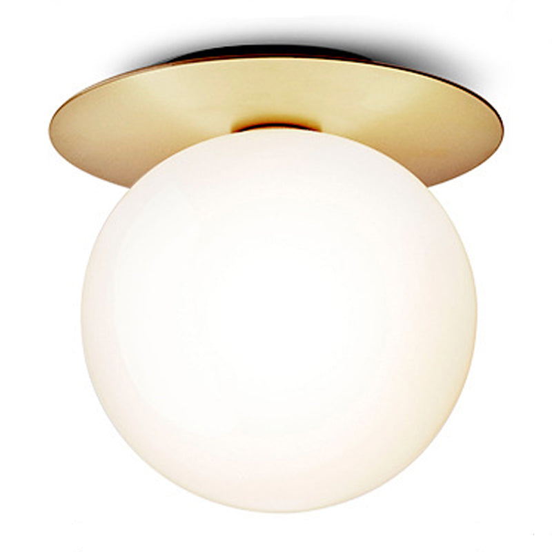 Ball Shape Ceiling Lamp Modern Iron 1 lIght Flush Mount with Glass Lampshade for Aisle