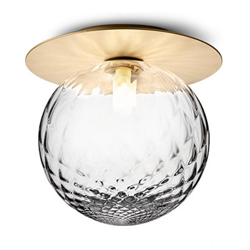 Ball Shape Ceiling Lamp Modern Iron 1 lIght Flush Mount with Glass Lampshade for Aisle