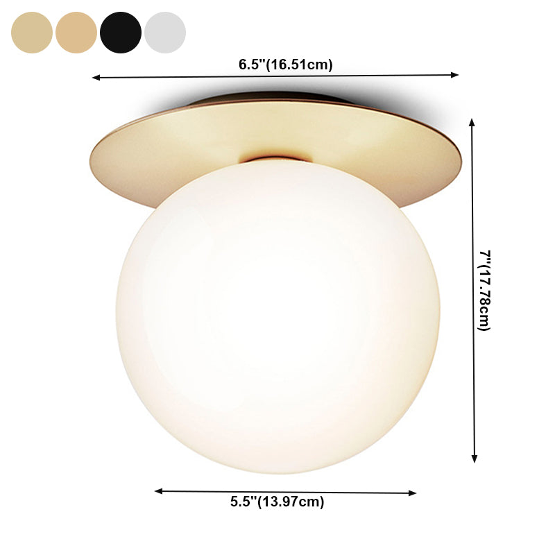 Ball Shape Ceiling Lamp Modern Iron 1 lIght Flush Mount with Glass Lampshade for Aisle
