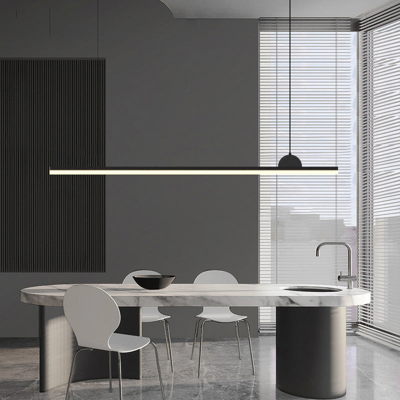 Linear Island Chandelier Modern Metal 1 Light Island Light in Black