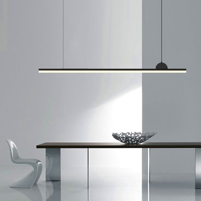 Linear Island Chandelier Modern Metal 1 Light Island Light in Black