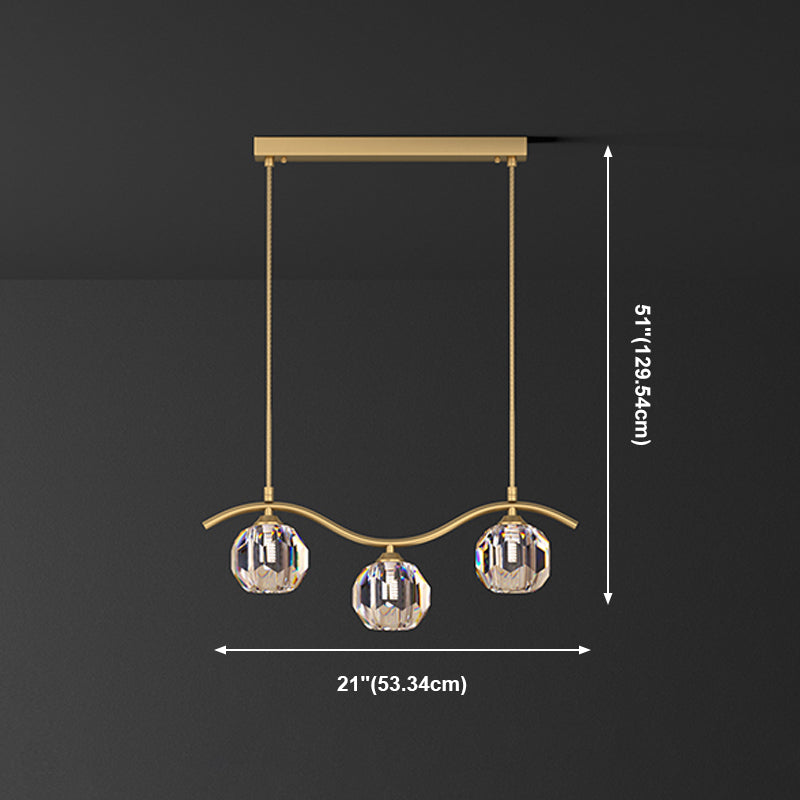 Contemporary Sphere Island Light Fixtures Crystal Pendant Lights in Gold