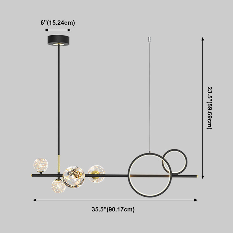 Eigentijdse bol hanglampen glazen eilandverlichting in zwarte afwerking
