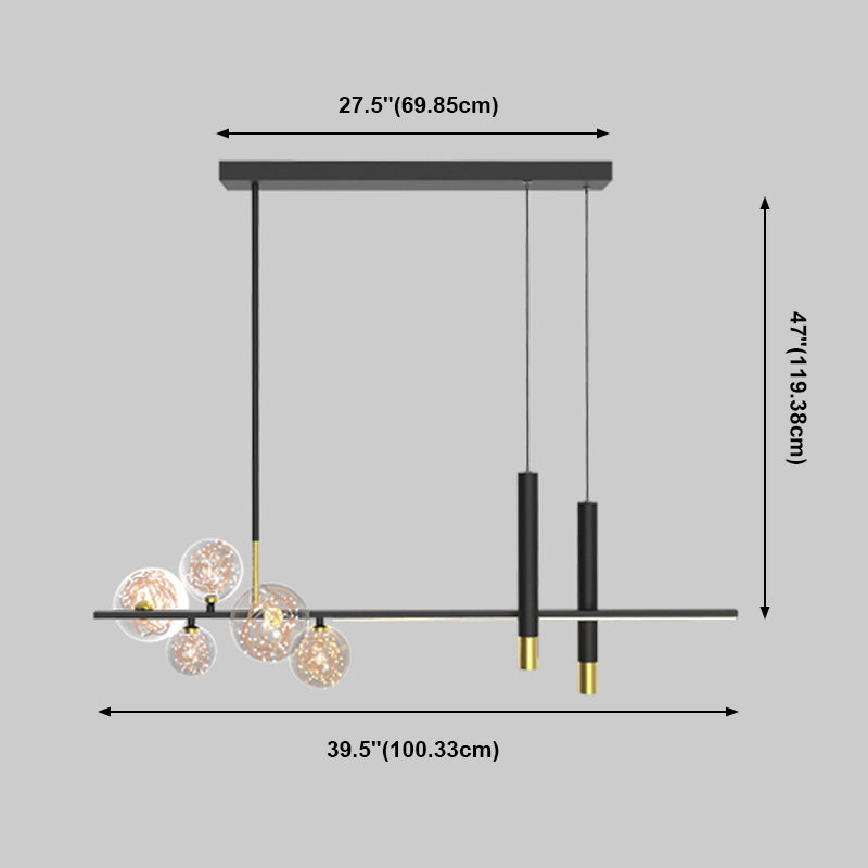 Eigentijdse bol hanglampen glazen eilandverlichting in zwarte afwerking