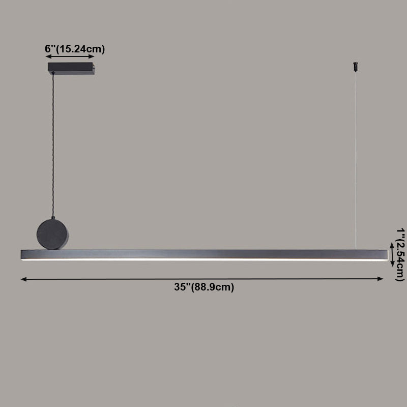 Lineare Inselleuchte moderne Metall -Einzelhellinsel Deckenleuchte in Schwarz