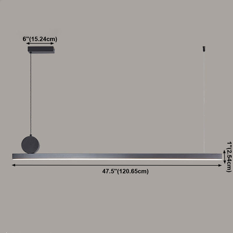 Lineare Inselleuchte moderne Metall -Einzelhellinsel Deckenleuchte in Schwarz